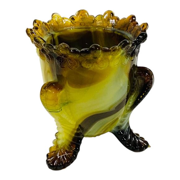 Boyd Glass Forget Me Not Toothpick Holder 1999 Autumn Harvest UV GLOWS OOAK 1065 - Picture 7 of 16